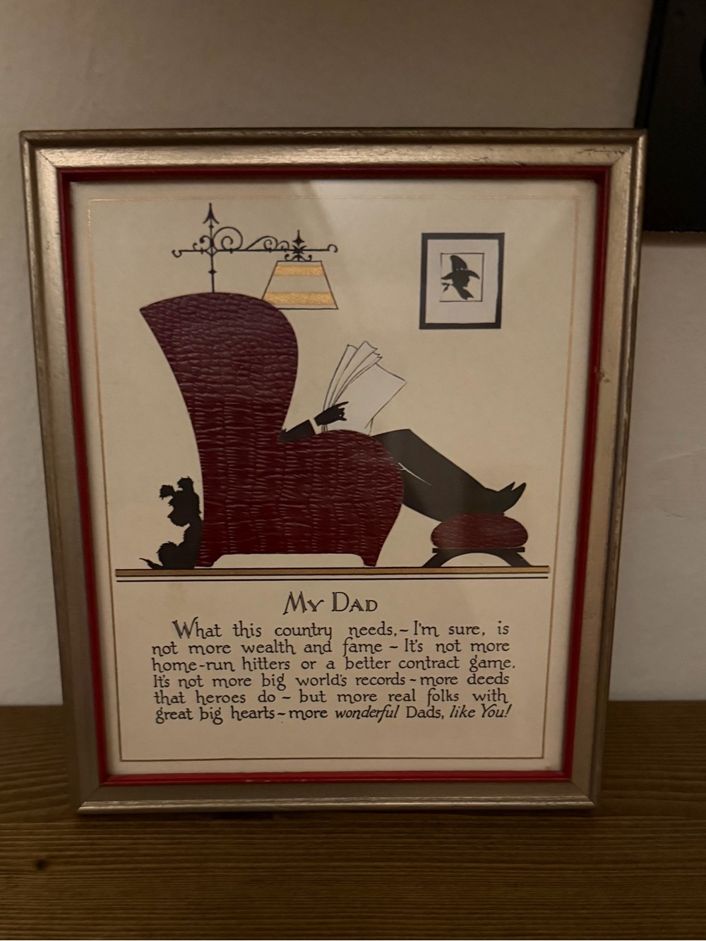 Vintage 1920s Art Deco Buzza Motto Framed Poem Print "My Dad" by Craftacres